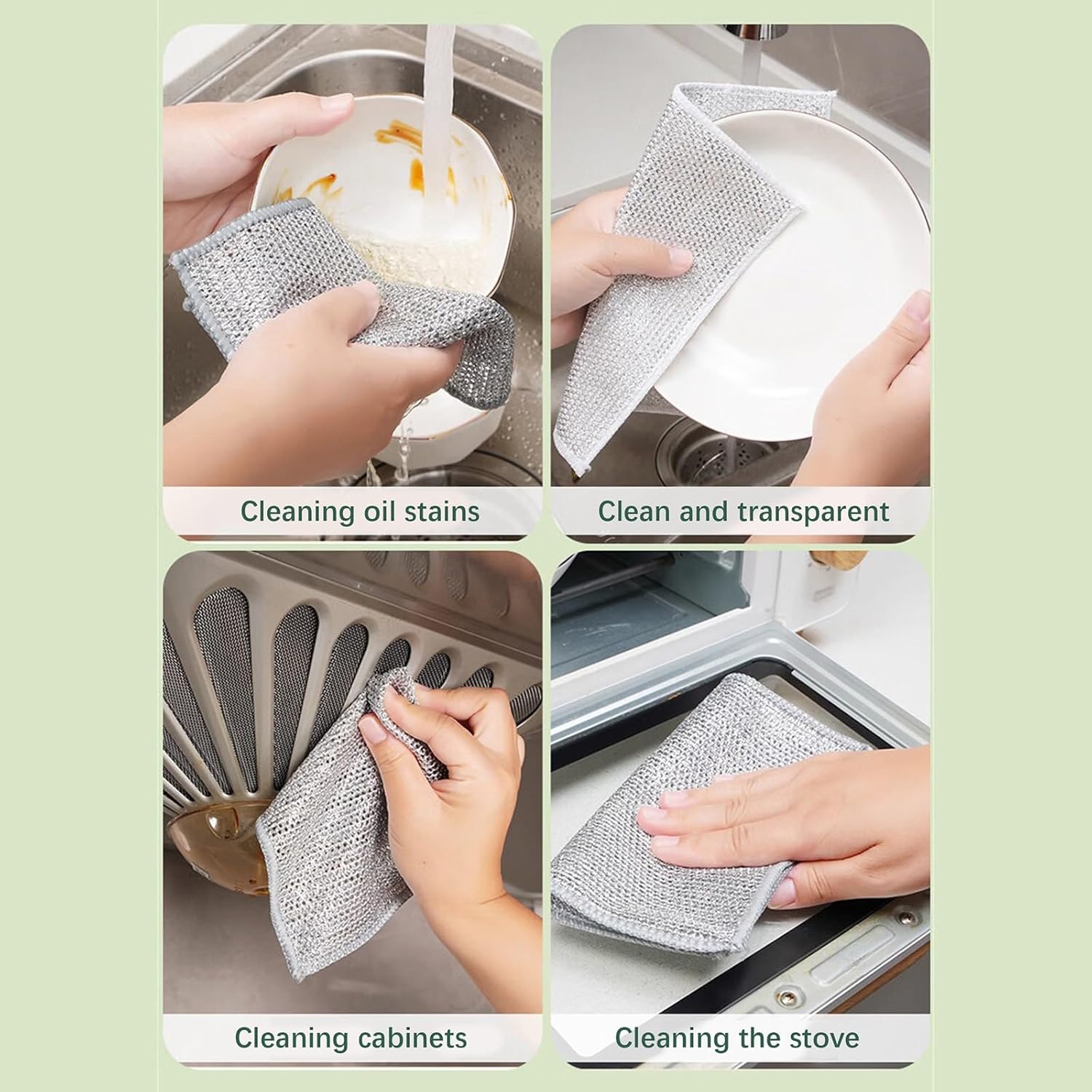 Multipurpose Wire Dishwashing Rags for Wet and Dry, Double Layer Non Scratch Metal Wire Dishcloth, Double Stainless Steel Scrubber, Steel Scrubbers for Cleaning Dishes