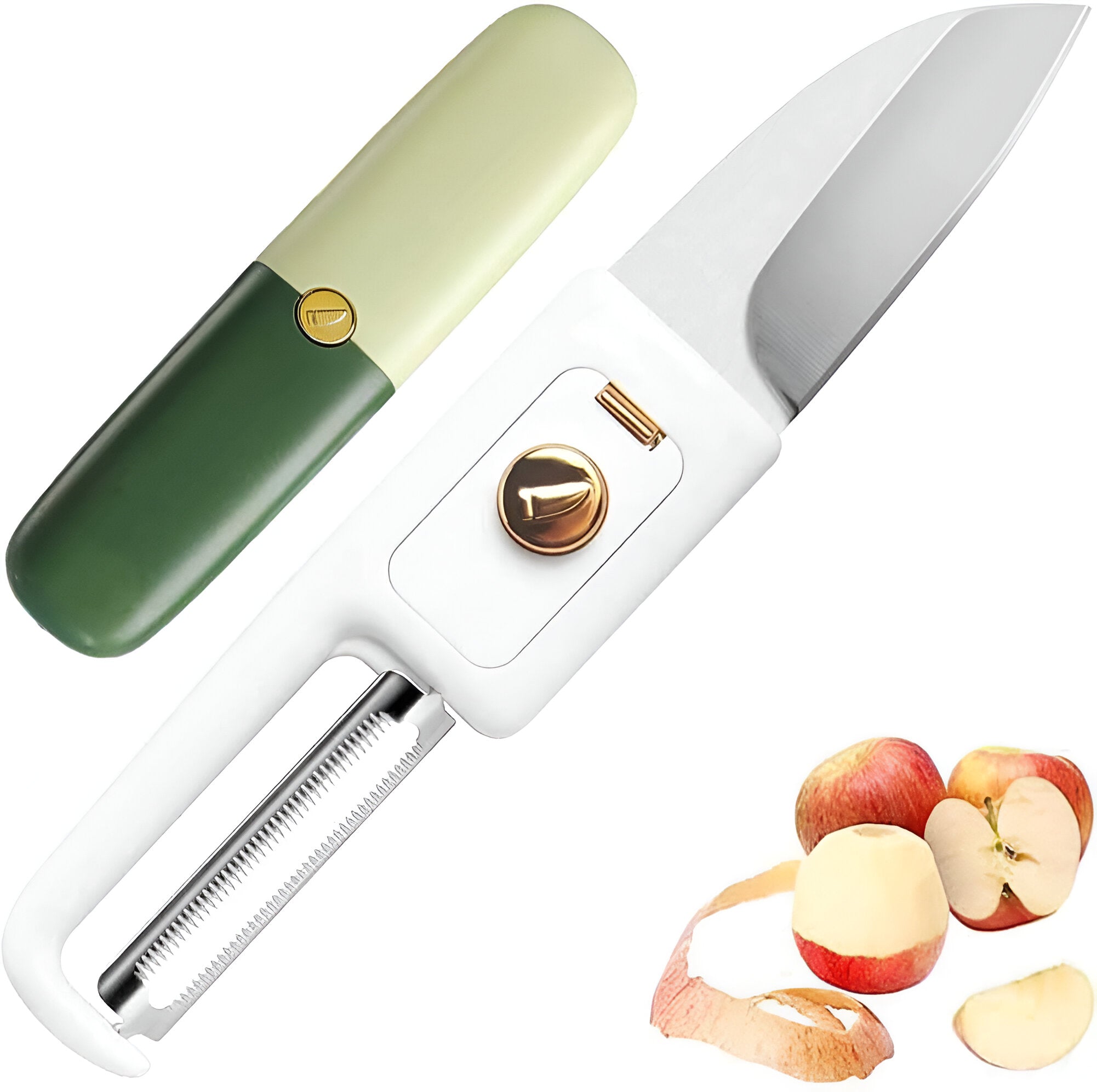 2 in 1 Potato Peeler with Knife Stainless Steel Portable Knife Peeler Set Vegetable Peeler Fruit Peeler for Office Kitchen