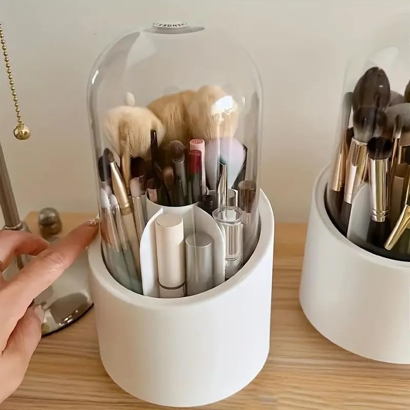 360 Rotating Makeup Brush Holders Makeup Organizer with Lid Makeup Brush Organizer Holder, Beauty Brush Storage Box Eyebrow Pencil Eyeshadow Storage Tube Organizer