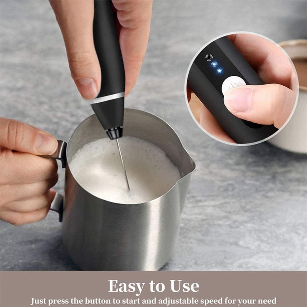 Milk Frother, Coffee Frother Electric Whisk with USB Rechargeable Three-Speed Force Adjustment Milk Bubbler 2 in 1 Coffee Beater Perfect for Coffee, Latte, Cappuccino, Beating Eggs