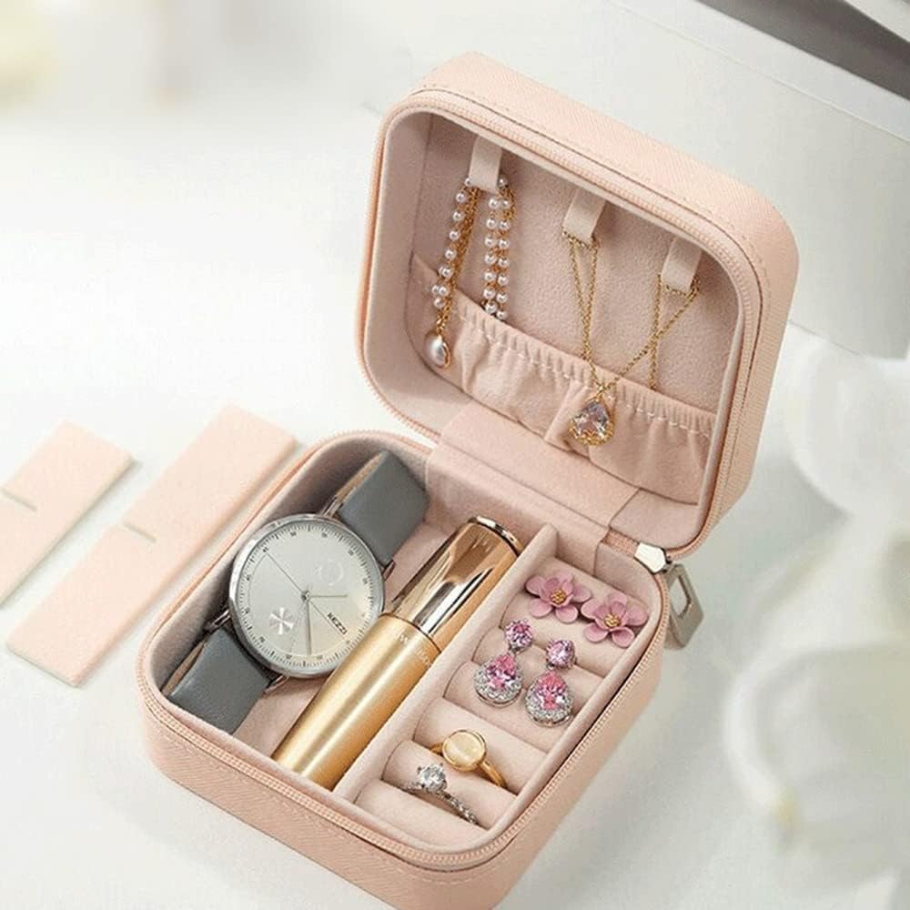 Jewelry Box Travel Jewelry Case Leather Jewelry Organizer Mini Portable Storage Boxes for Womens Rings Necklaces