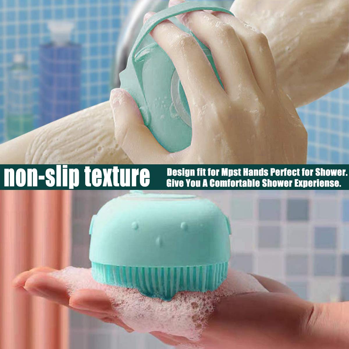 Body Bath Brush, Silicone Soft Cleaning Bath Body Brush with Shampoo Dispenser - Skin Massage Brush Bath, Exfoliating Skin Care Bath Brushes, Silicone Sponge Body Scrubber