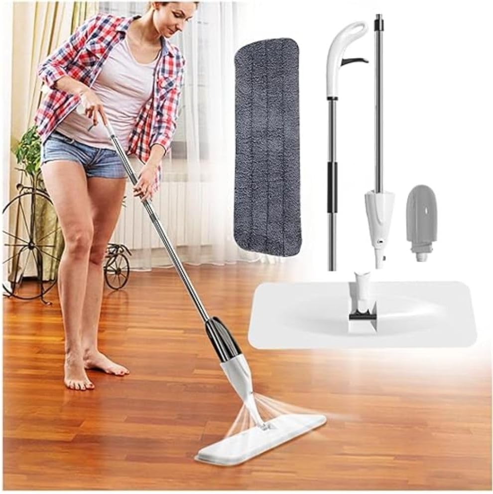 Microfiber Spray Mop for Floor Cleaning, Wet and Dry Floor Cleaner, 360 Degree Spin Microfiber Dust Kitchen Mop with 360ML Water Tank Sprayer