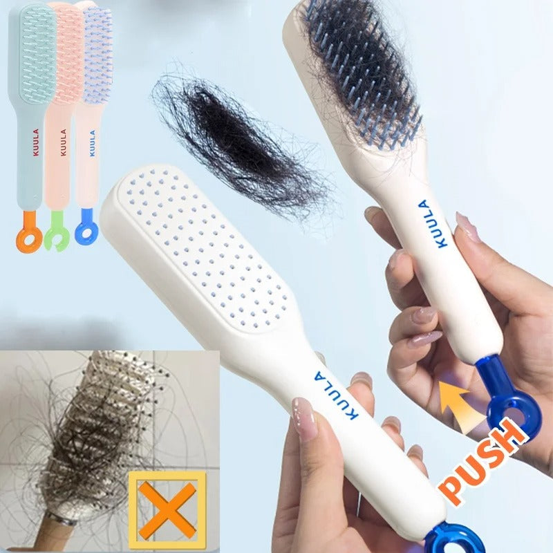 Magic Retractable Comb, Self-Cleaning Anti-Static Massage Comb, Self Cleaning Hair Brush for Women