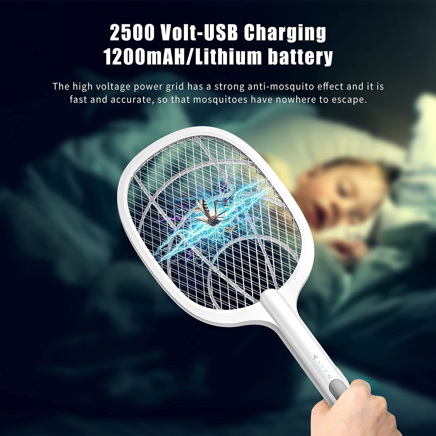 Mosquito Bats Racket Killer Five Nights Mosquito Killer Racket with Stand Rechargeable Handheld Electric Fly Swatter Mosquito Killer Racket