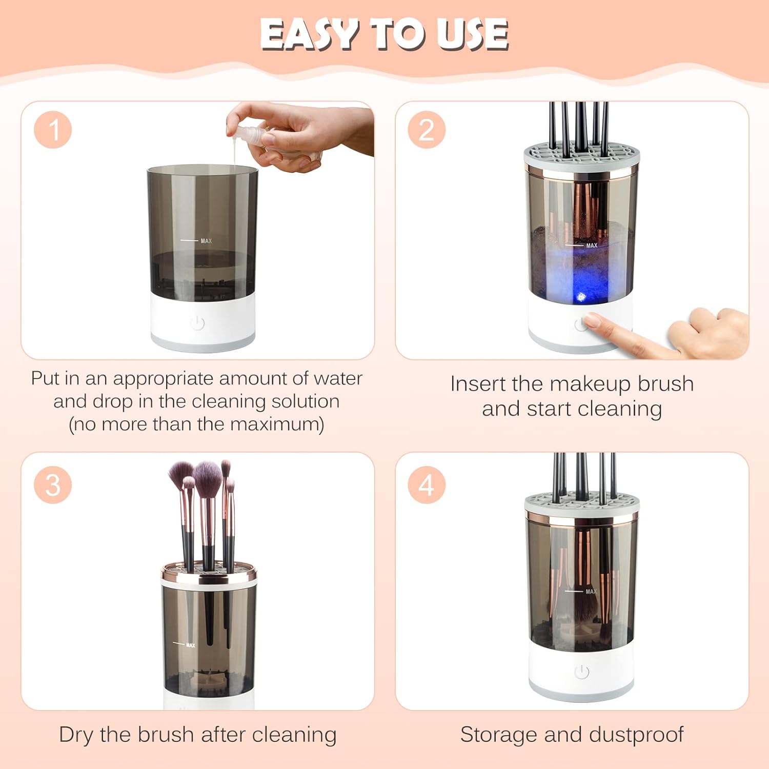 Electric Makeup Brush Cleaner, Makeup Brush Cleaner Machine with Brush Clean Mat, Automatic Cosmetic Brush Cleaner Makeup Brush Tools