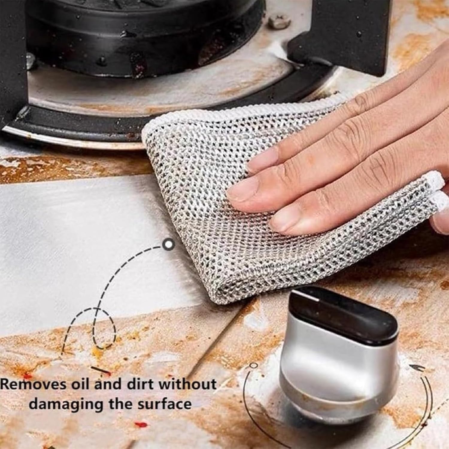 Multipurpose Wire Dishwashing Rags for Wet and Dry, Double Layer Non Scratch Metal Wire Dishcloth, Double Stainless Steel Scrubber, Steel Scrubbers for Cleaning Dishes