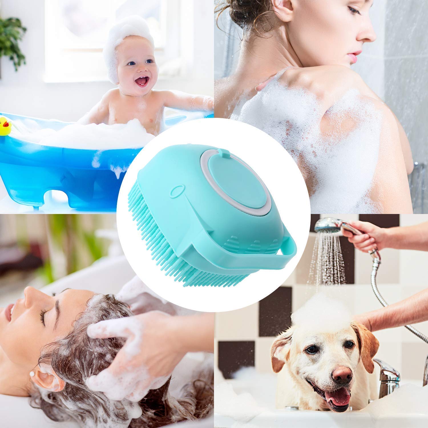 Body Bath Brush, Silicone Soft Cleaning Bath Body Brush with Shampoo Dispenser - Skin Massage Brush Bath, Exfoliating Skin Care Bath Brushes, Silicone Sponge Body Scrubber