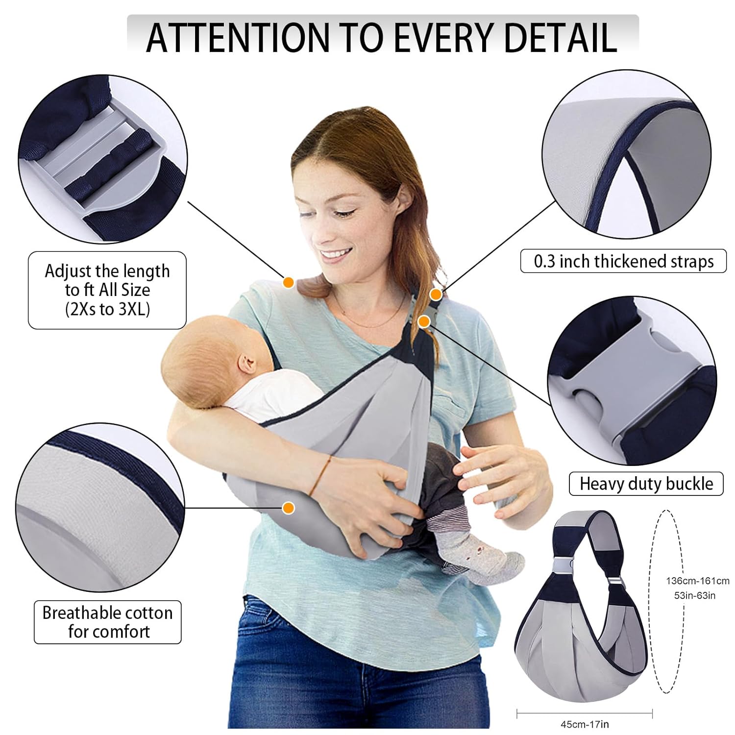 Baby Sling Carrier, Adjustable Baby Holder Carrier, Baby Half Wrapped Sling Hip Carrier, One Shoulder Labor-Saving, Cloth Fabric Lightweight Baby Carrier for Newborn to Toddler