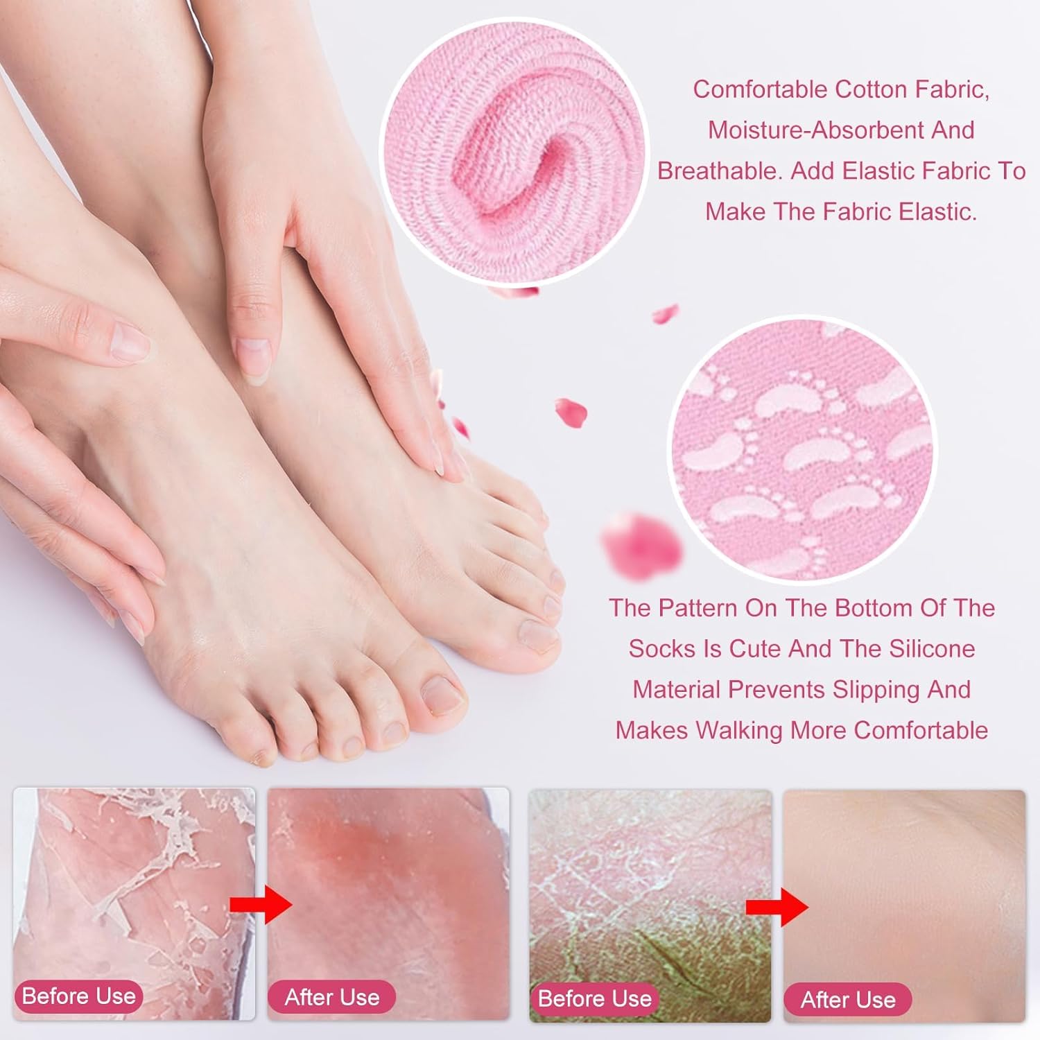 Moisturizing Gel Socks, Spa Gel Socks with Essential Oils and Vitamins, Silicon Gel Socks for Repairing and Softening Dry Cracked Feet Skins