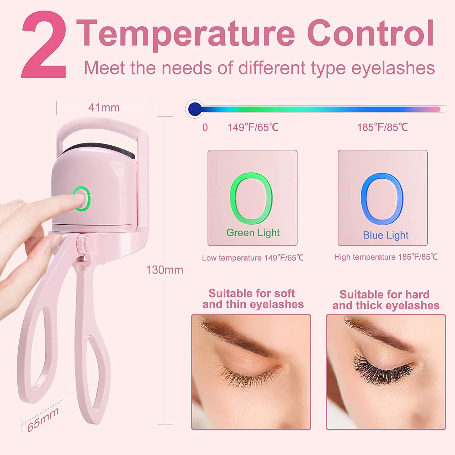 Eyelash Curlers, Rechargeable Electric Eyelash Curler, Long-Lasting Heated Lash Curler for Natural Lashes, Handheld Eyelash Heating Curler, 2 Temperature Setting & USB Rechargeable Eye Lash Curler