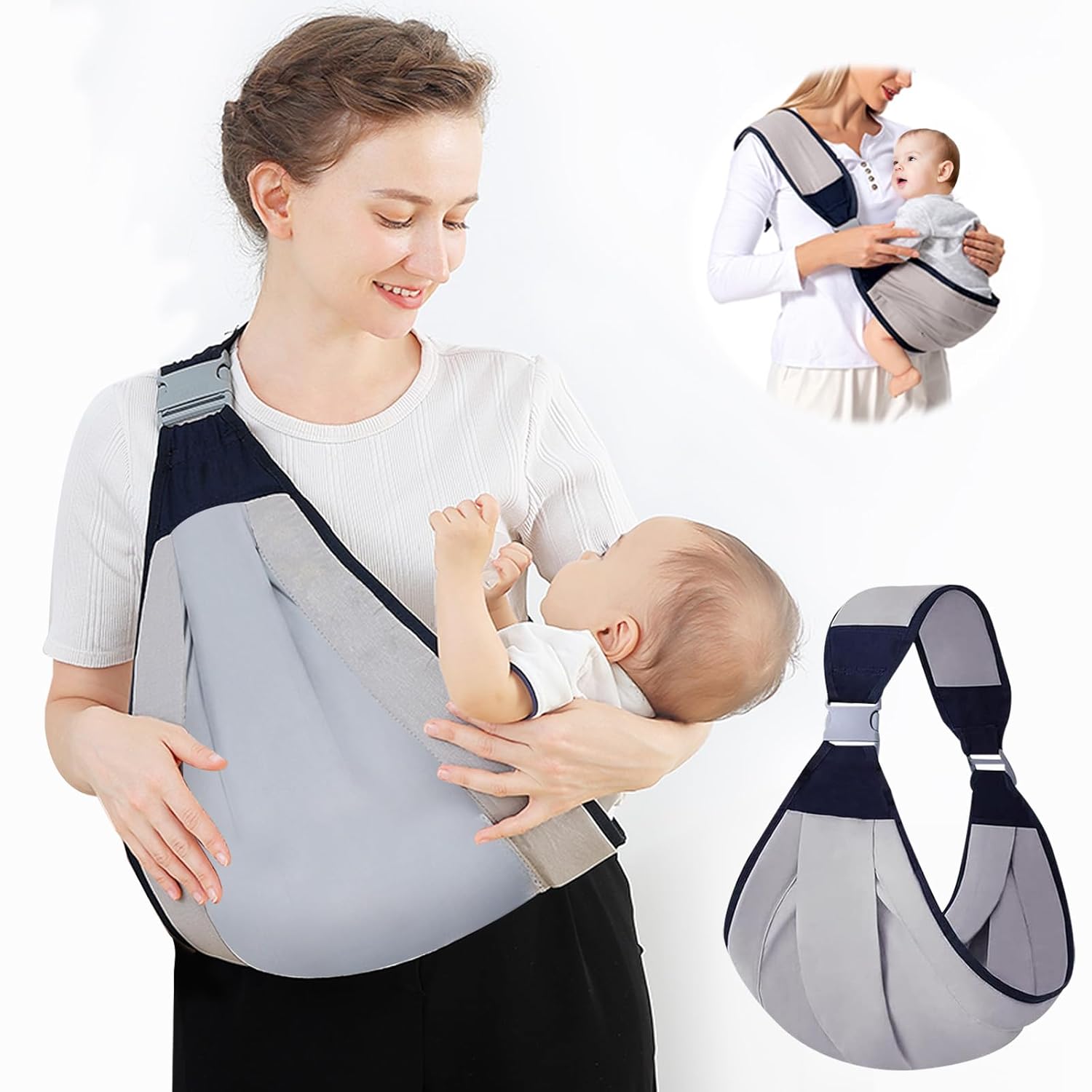 Baby Sling Carrier, Adjustable Baby Holder Carrier, Baby Half Wrapped Sling Hip Carrier, One Shoulder Labor-Saving, Cloth Fabric Lightweight Baby Carrier for Newborn to Toddler