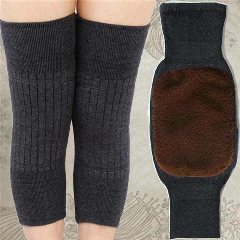 1 Pair Winter Thermal Knee Pads Knitted Thickened Plush Elastic Soft Heat Retention Anti slip Knee Leg Warmers, Leg Warmers Sleeves Thick Fleece Lined Knee Pads Brace Support Guard Protector