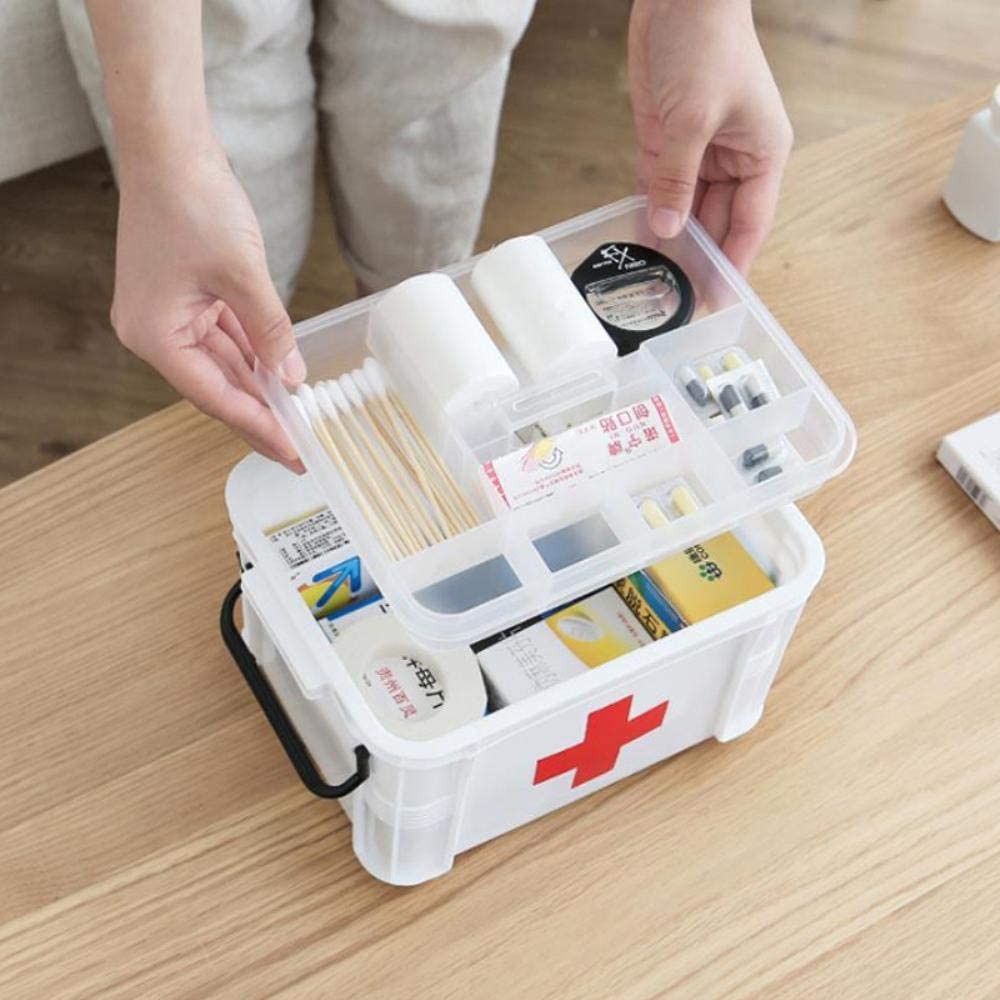 First Aid Box Medicine Storage Box With Handle, First Aid Kit Plastic Storage Box for Outdoor, Large Capacity Medicine Box Medical Storage Box