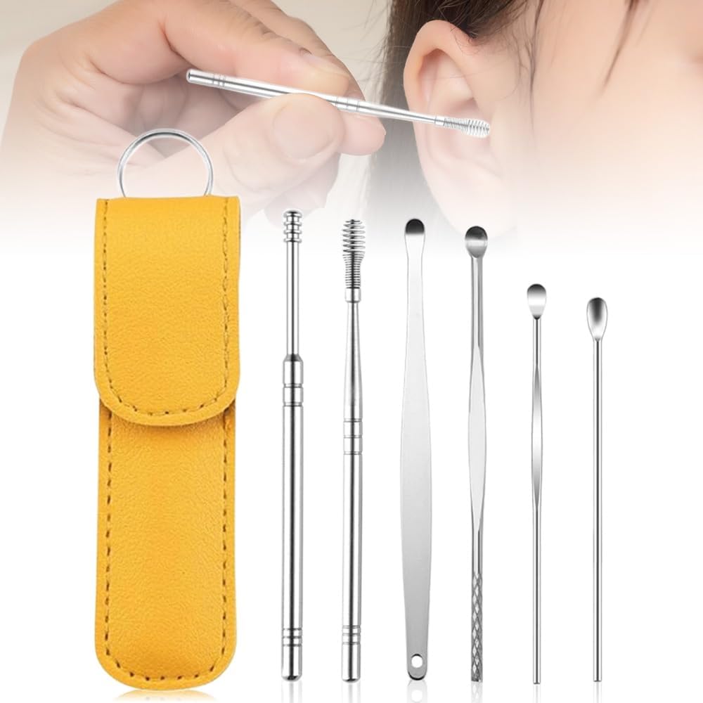 Ear Wax Removal, Ear Pick Tools Ear Cleaning Tool Set, Portable Earwax Cleaner Tool Stainless Steel Ear Wax Remover, Reusable Ear Cleaner for Children and Adults