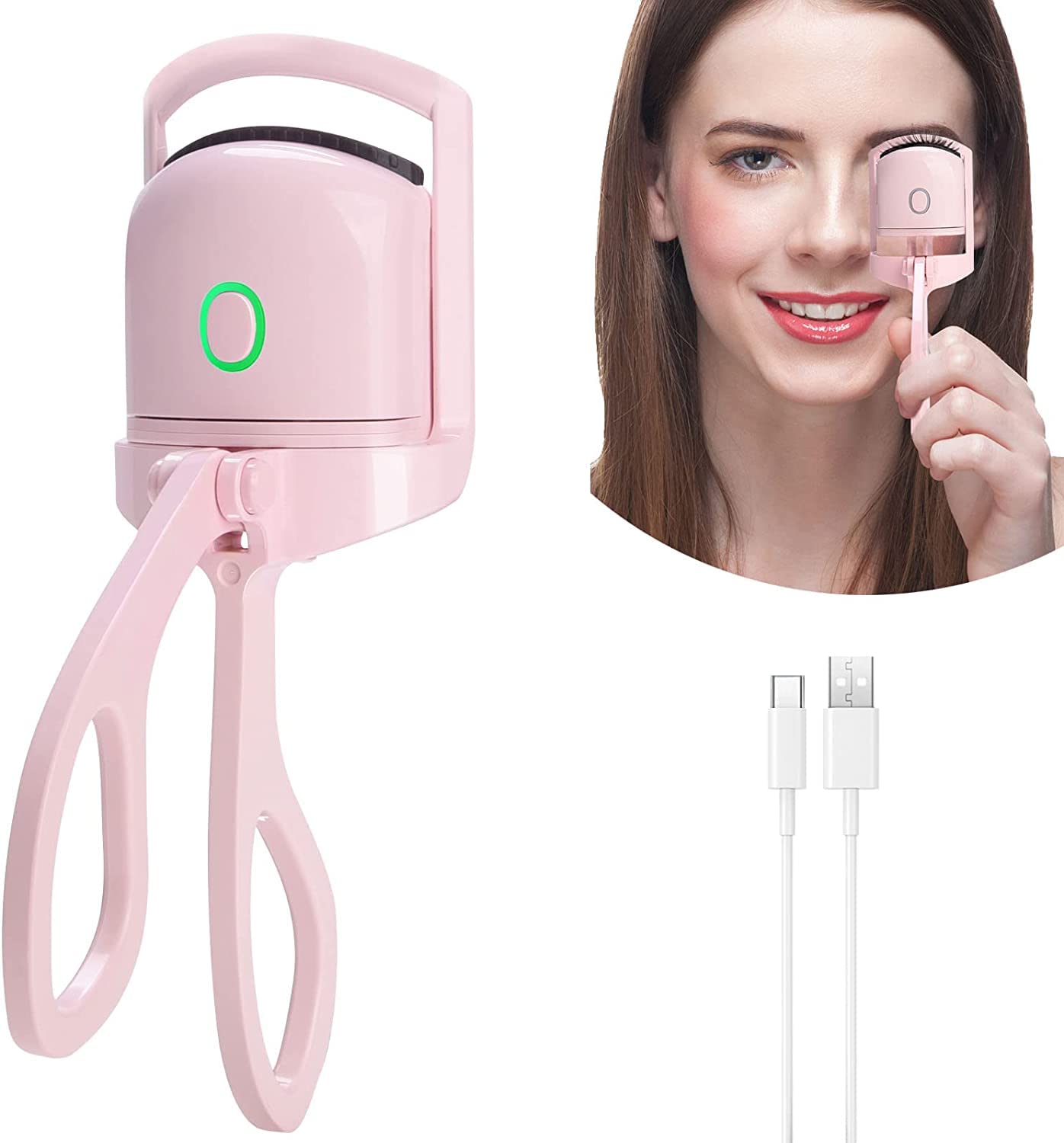 Eyelash Curlers, Rechargeable Electric Eyelash Curler, Long-Lasting Heated Lash Curler for Natural Lashes, Handheld Eyelash Heating Curler, 2 Temperature Setting & USB Rechargeable Eye Lash Curler