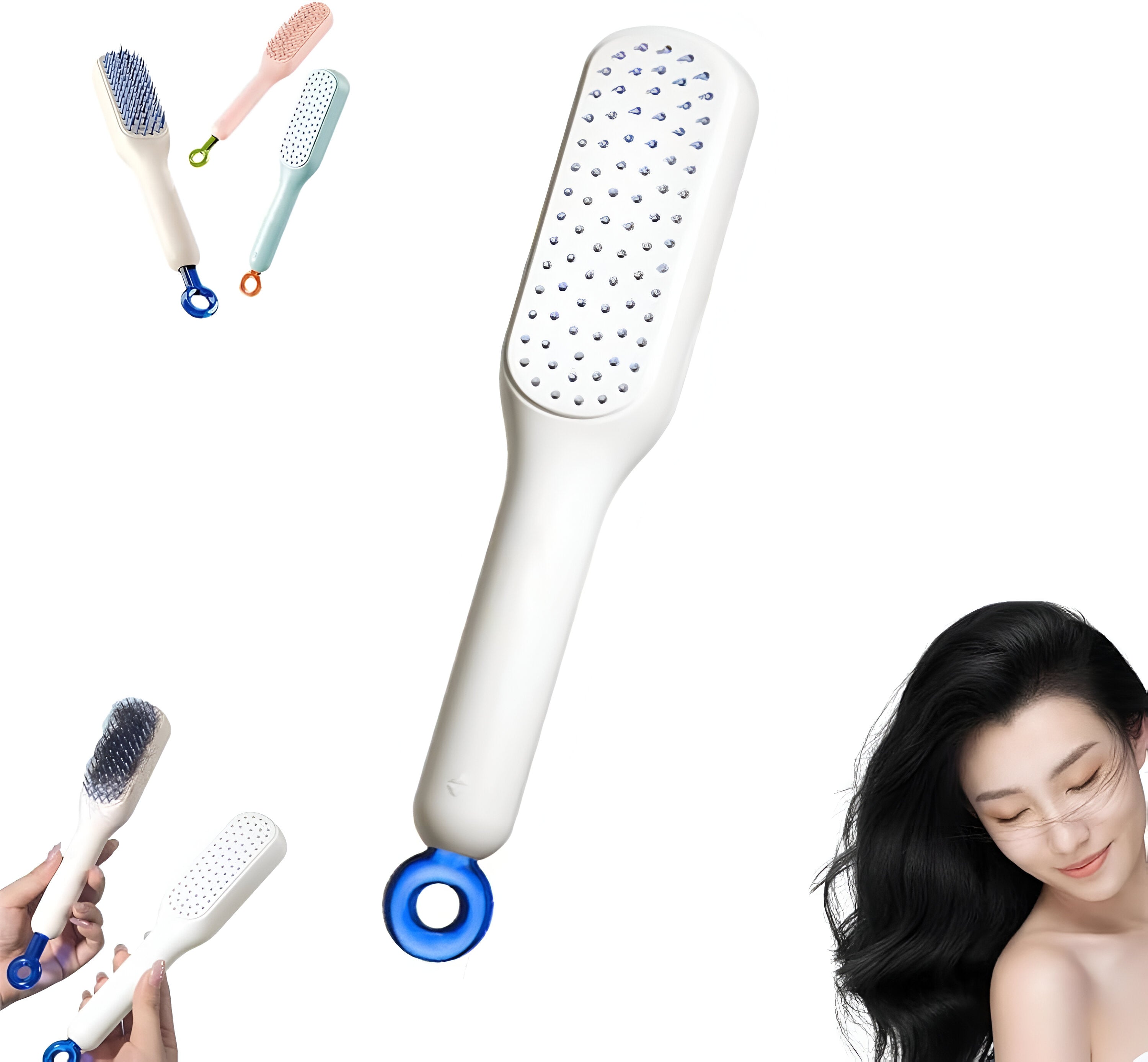 Magic Retractable Comb, Self-Cleaning Anti-Static Massage Comb, Self Cleaning Hair Brush for Women