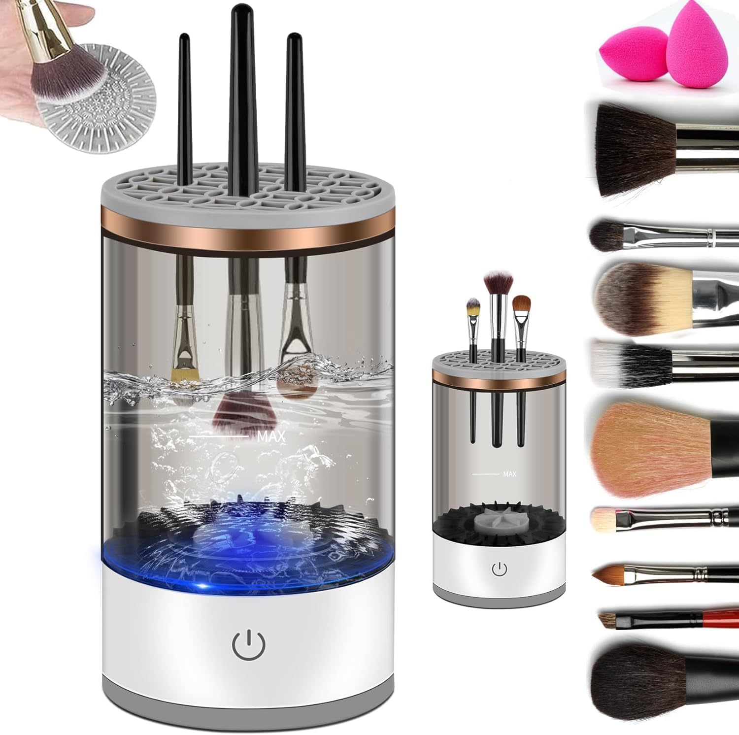 Electric Makeup Brush Cleaner, Makeup Brush Cleaner Machine with Brush Clean Mat, Automatic Cosmetic Brush Cleaner Makeup Brush Tools