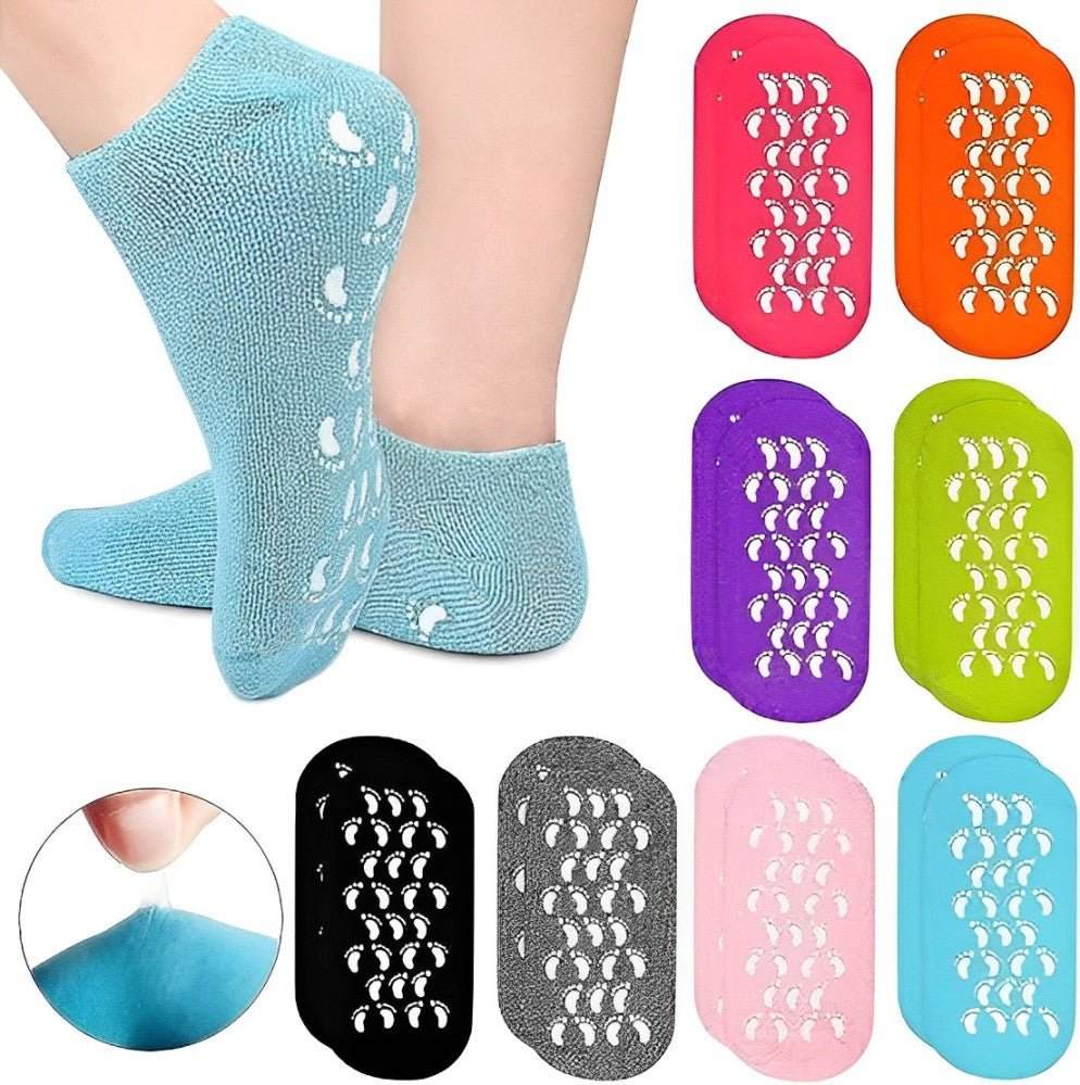 Moisturizing Gel Socks, Spa Gel Socks with Essential Oils and Vitamins, Silicon Gel Socks for Repairing and Softening Dry Cracked Feet Skins