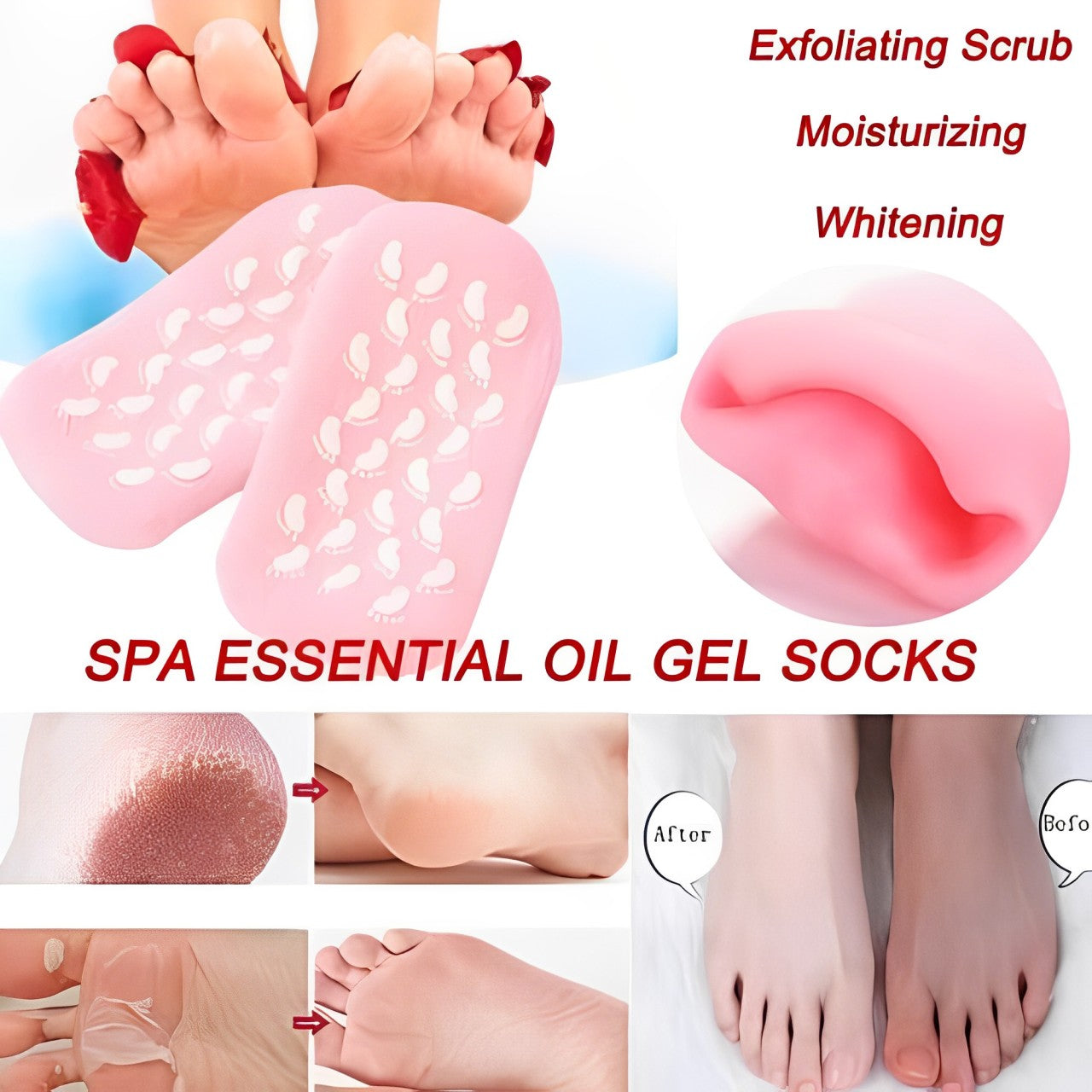 Moisturizing Gel Socks, Spa Gel Socks with Essential Oils and Vitamins, Silicon Gel Socks for Repairing and Softening Dry Cracked Feet Skins