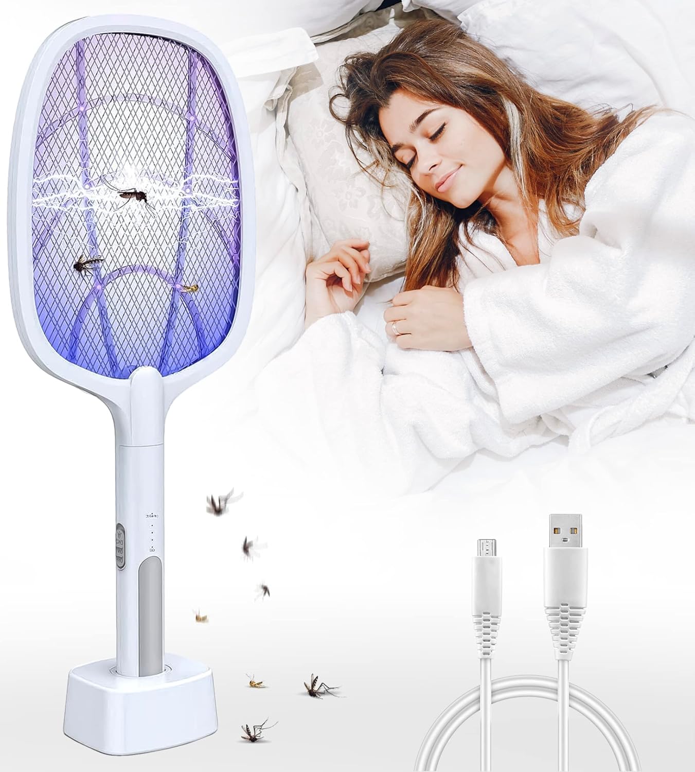 Mosquito Bats Racket Killer Five Nights Mosquito Killer Racket with Stand Rechargeable Handheld Electric Fly Swatter Mosquito Killer Racket