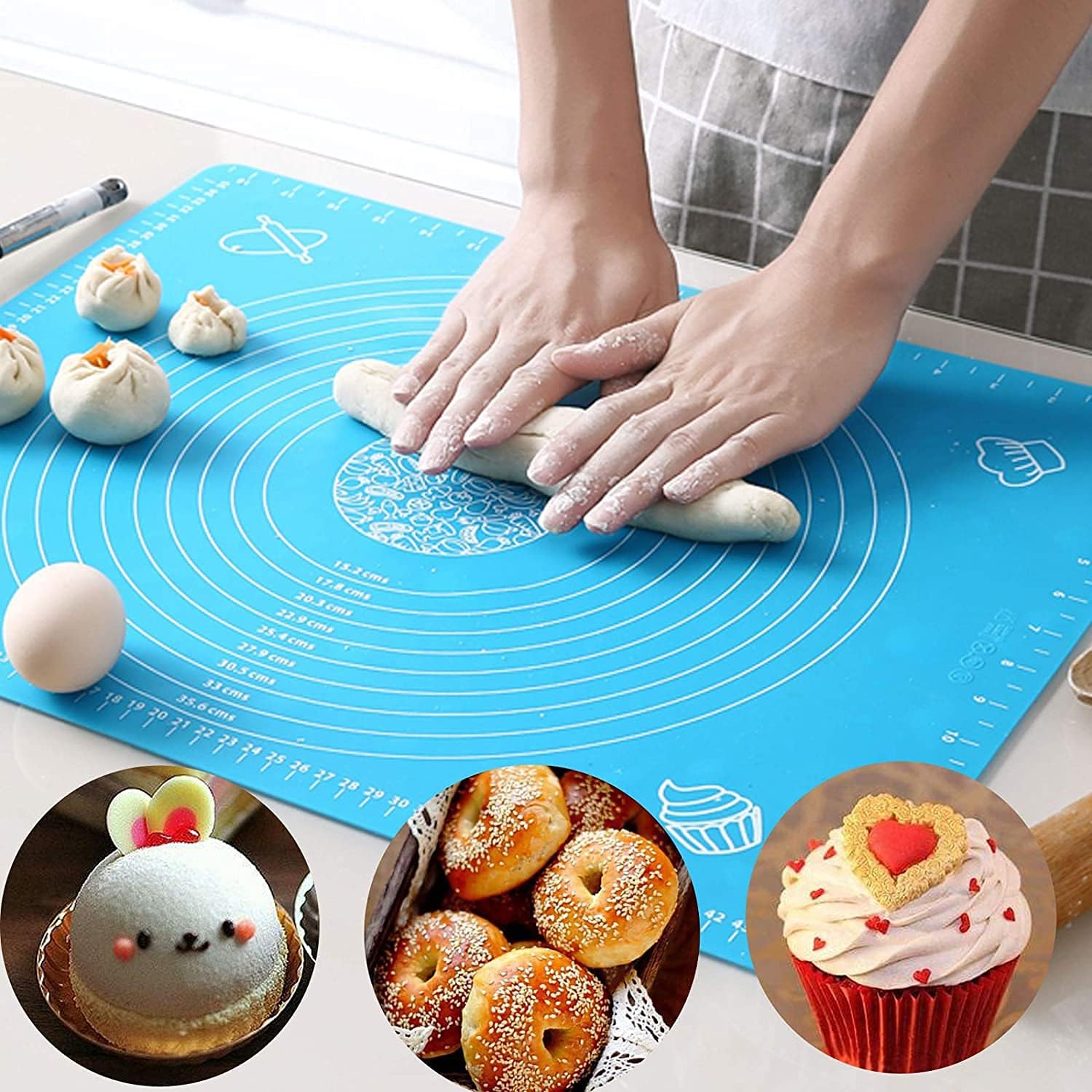 Silicone Baking Mat Roti mat Silicone Chapati Atta Kneading Mat Non-Stick Fondant Rolling Mat Stretchable for Kitchen