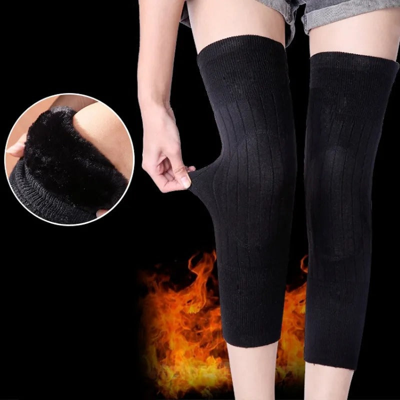 1 Pair Winter Thermal Knee Pads Knitted Thickened Plush Elastic Soft Heat Retention Anti slip Knee Leg Warmers, Leg Warmers Sleeves Thick Fleece Lined Knee Pads Brace Support Guard Protector