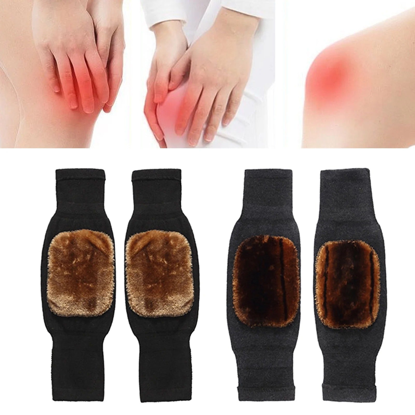 1 Pair Winter Thermal Knee Pads Knitted Thickened Plush Elastic Soft Heat Retention Anti slip Knee Leg Warmers, Leg Warmers Sleeves Thick Fleece Lined Knee Pads Brace Support Guard Protector