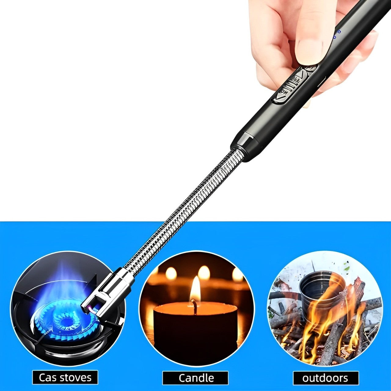 Kitchen Portable USB Electronic Lighter, Candle Lighter, Electric Lighter Rechargeable USB Lighter Plasma Arc Electric Lighters with LED Battery Display Screen