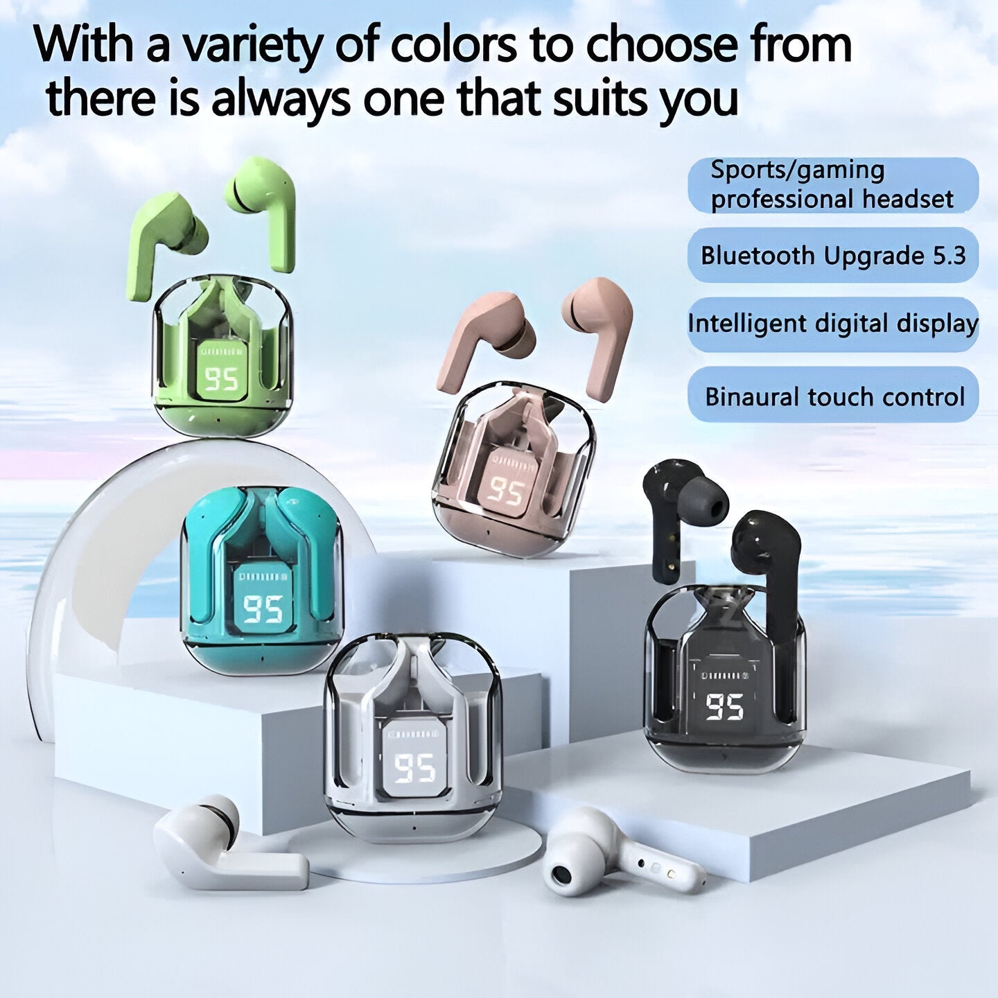 Original Air31 Air pro Air buds Wireless Earbuds Bluetooth Airpods Earphone Transparent HIFI Headphones LED 3500 MAH Power Digital Display Stereo Sound Earphones