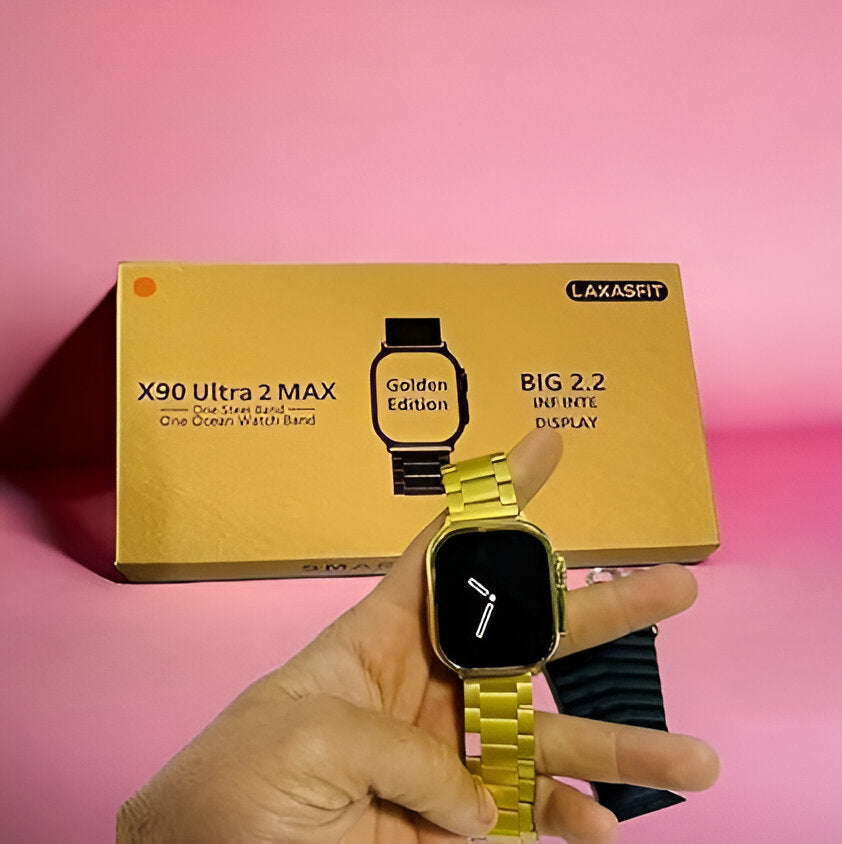 X90 Ultra 2 Max Golden Smartwatch - 2.2 Inch Big Display - Wireless Charging - 49mm - Men And Woman Wear