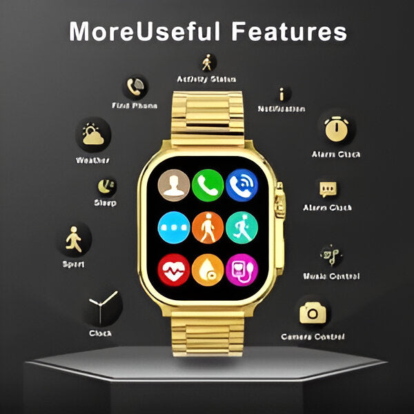 X90 Ultra 2 Max Golden Smartwatch - 2.2 Inch Big Display - Wireless Charging - 49mm - Men And Woman Wear